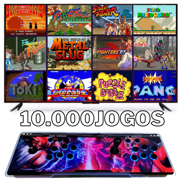 Consola Pandora Box Retroiluminada com 10 mil jogos retro e Jogos 3D e sistema de som Edição Especial Street Fighter