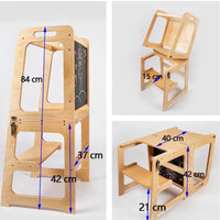 Torre de Aprendizaje Montessori plegable (banco y mesa) con pizarra