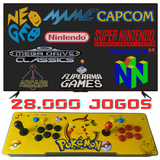 Consola Pandora Box Retroiluminada com 28.000 jogos retro e jogos 3D e sistema de som Edição de Colecionador Pokémon