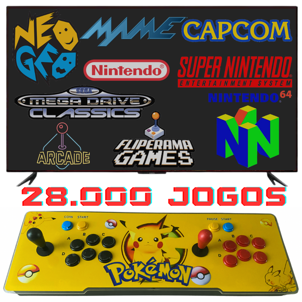 Consola Pandora Box Retroiluminada com 28.000 jogos retro e jogos 3D e sistema de som Edição de Colecionador Pokémon