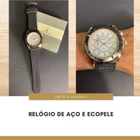 Reloj de hombre en acero y ecopiel bacalao. H34