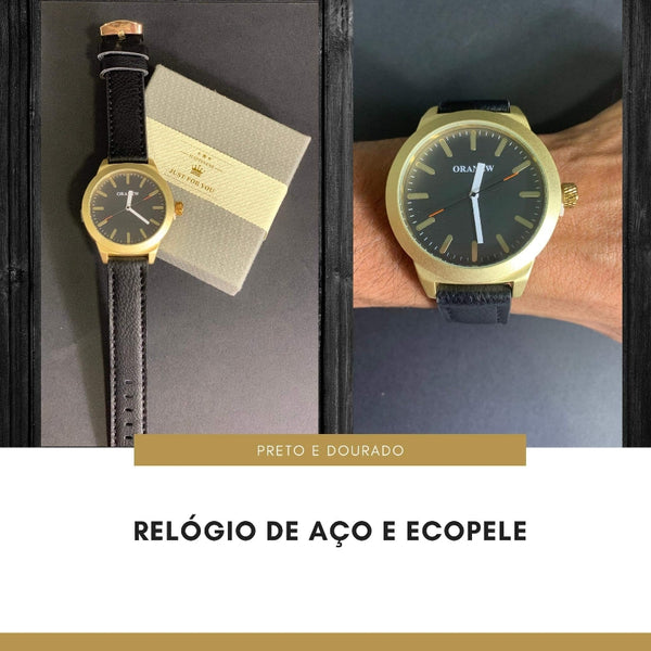 Reloj de hombre en acero y ecopiel bacalao. H32