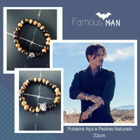 Pulsera para hombre en acero con piedras naturales cod. H1