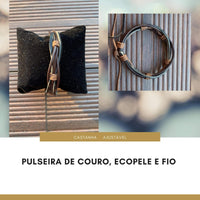 Bracciale da uomo in pelle, ecopelle e filo cod. H51