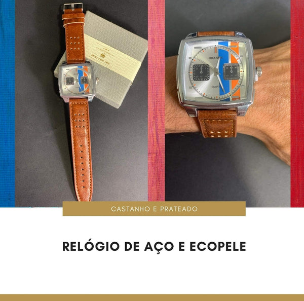 Orologio da uomo in acciaio ed ecopelle cod. H33