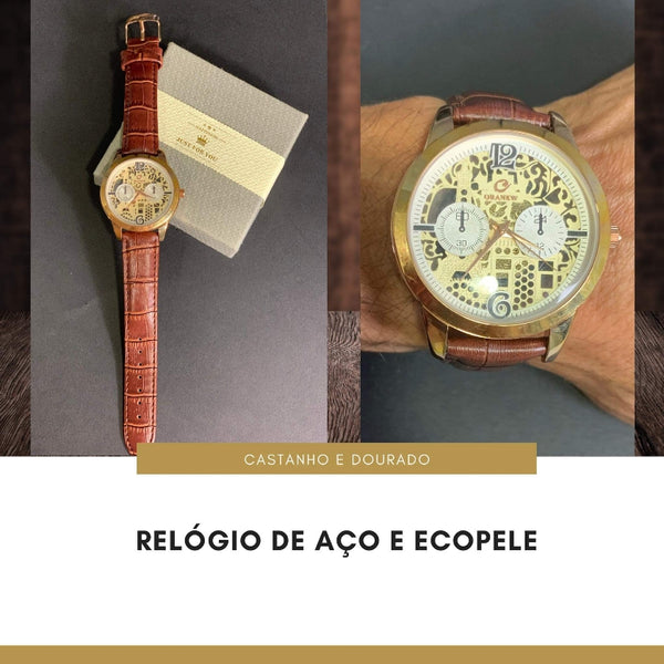 Reloj de hombre en acero y ecopiel bacalao. H37